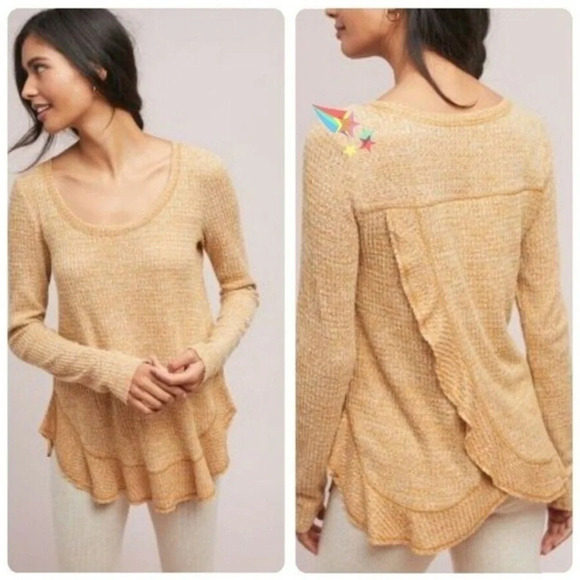 Anthropologie Saturday Sunday Wendy Waffle Knit Thermal Top Wrap Back Size M - Picture 1 of 6